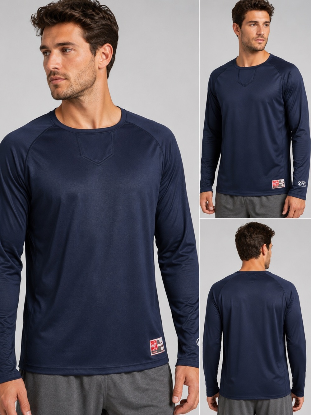 NWT Rawlings Navy Blue Long Sleeve Men's Shirt Jersey